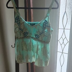 Boston Proper Elegant Mint Green Embellished Blouse